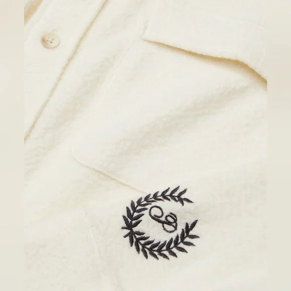 PINK by VS Reversed Fleece Buttoned Shacket in Color Cream Size Large 🆕 - Picture 4 of 6